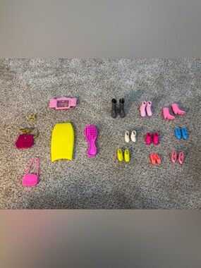Mixed Barbie Doll Accessories Lot Shoes Brush